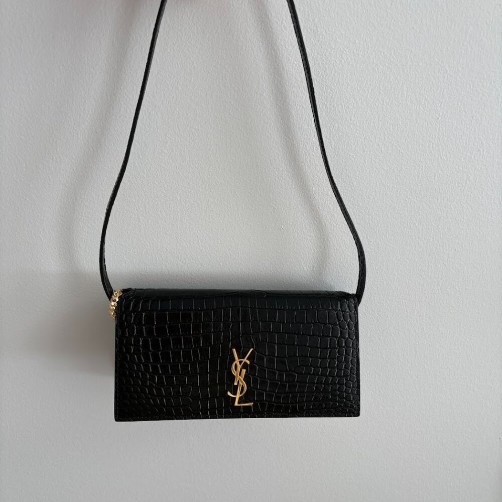 Saint Laurent Cassandre Strap leather phone case